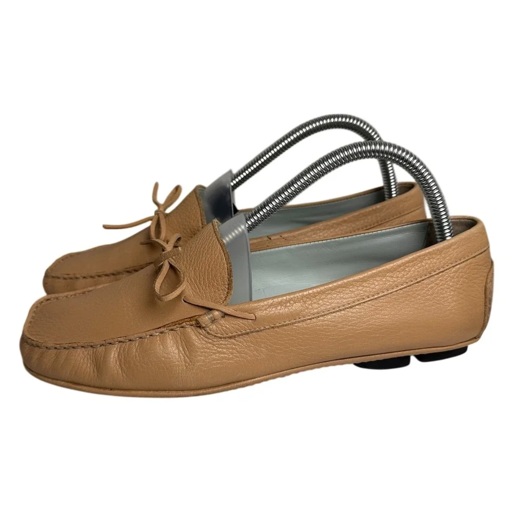 Antonio Melani Stockton Cocoa‎ Creme Leather Driving Loafers Sz 8 Preppy Comfort